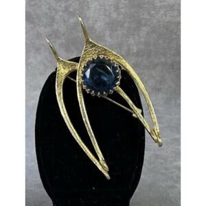 Vintage Gold Tone Double Wishbone Brooch.